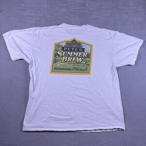 Vintage Delta Pro Weight Mens White Pete's Summer Brew Preshrunk T-Shirt Size XL
